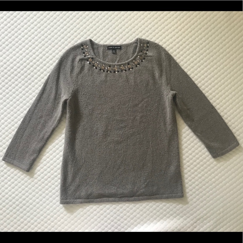 Gray 3 Quarter Sleeve with Rhinestones